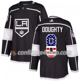 Adidas Maillot de Hockey Los Angeles Kings Drew Doughty 8 2017-2018 Noir USA Flag Fashion Authentic - Homme